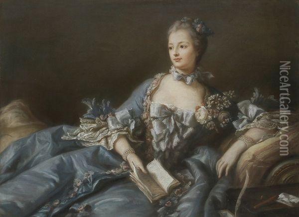 Portrait De Madame De Pompadour Oil Painting - Francois Boucher
