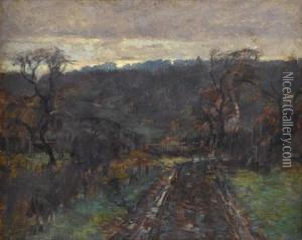 A Road At Dusk Oil Painting - Paul Cornoyer