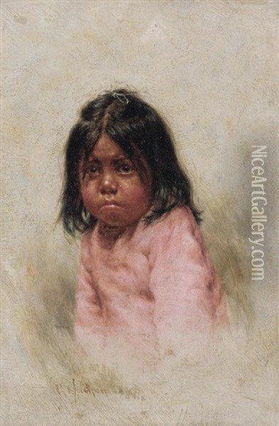 Untitled (head, Little Upper Lake Girl) Oil Painting - Grace Carpenter Hudson