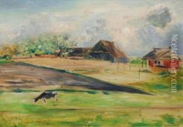 Landschaft Mit Bauernhausern Oil Painting - Alfred Partikel