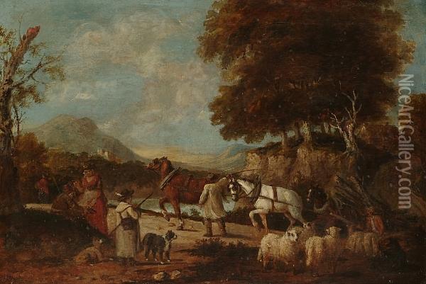 The Timber Wagon Oil Painting - George Morland