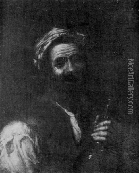 Portrait D'homme A La Bouteille Oil Painting - Jusepe de Ribera