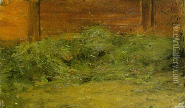 Schlafender Knabe Im Heu (preliminary Study) Oil Painting - Albert Anker