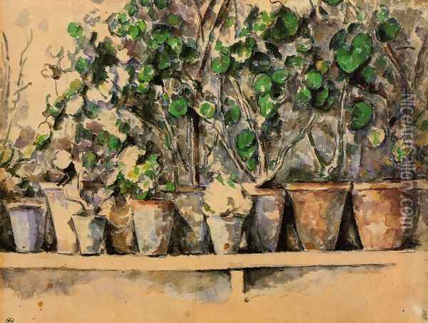 The Flower Pots Oil Painting - Paul Cezanne