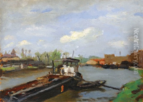 Barge Oil Painting - Adolf Fenyes