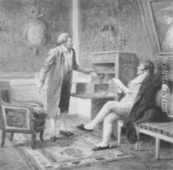 Chez Le Notare Oil Painting - Henri Adolphe Laissement