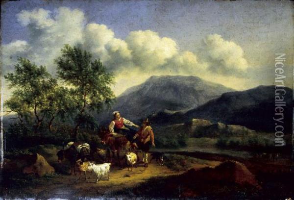 Le Retour Des Bergers Oil Painting - Nicolaes Berchem