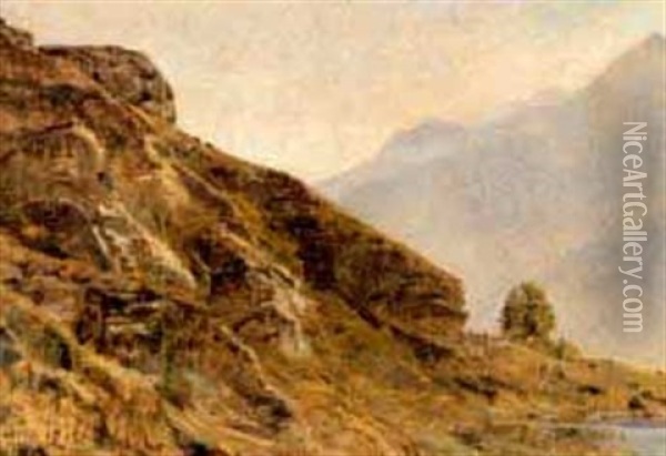 Mountain Slope Oil Painting - Janus la Cour