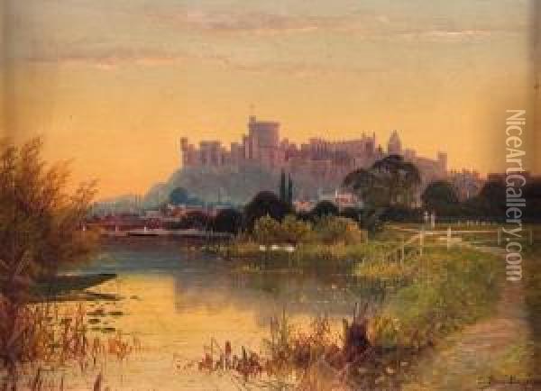 Windsor Castle Oil Painting - Edwin H., Boddington Jnr.