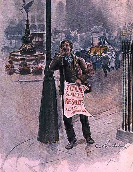 The Newsboy, No.10 from Familiar Figures of London, c.1901 Oil Painting - Robert Sauber