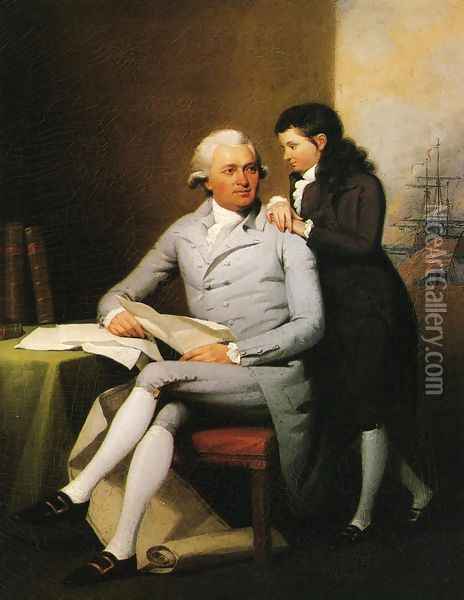 Jeremiah Wadsworth and His Son Daniel Wadsworth Oil Painting - John Trumbull