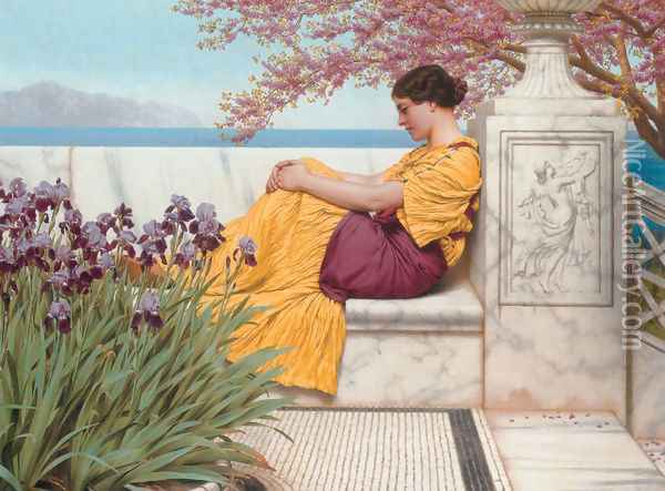 'Under the Blossom that Hangs on the Bough' Oil Painting - John William Godward