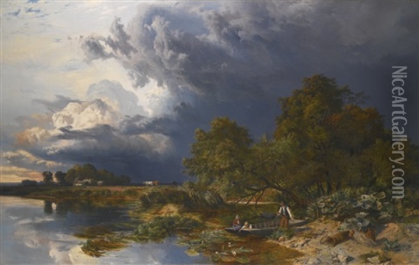 Spring, An Approaching Shower Oil Painting - Sidney Richard Percy