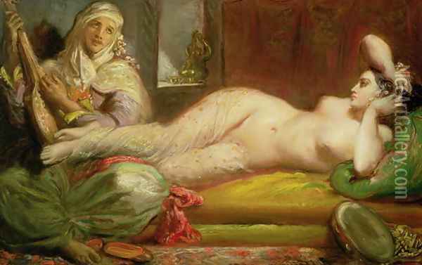 Reclining Odalisque, 1853 Oil Painting - Theodore Chasseriau