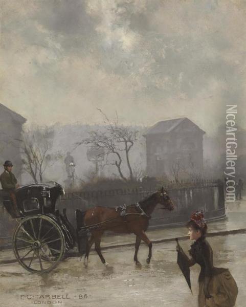 Hansom Cab In London Oil Painting - Edmund Charles Tarbell