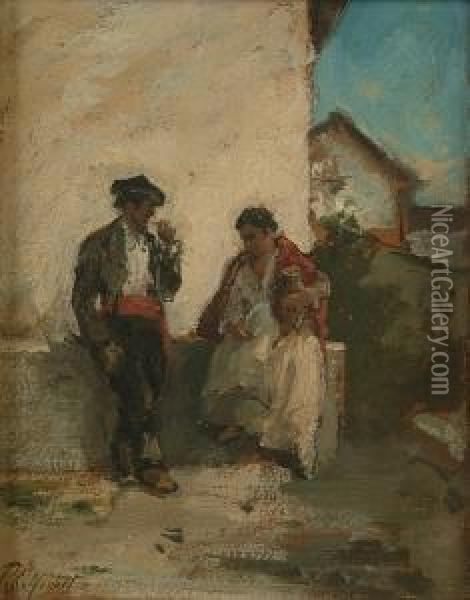 Study Of Spanish Figures Oil Painting - Pollok Sinclair Nisbet