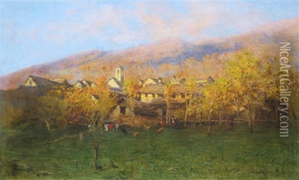 Paysage De Campagne Oil Painting - Achille Tominetti