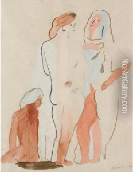 Two Studies Of Nudes Oil Painting - Alexandre Fasini