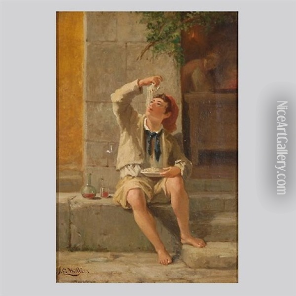 The Maccaroni Eater Oil Painting - John Everett Millais