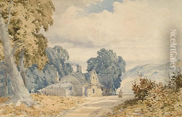 Cottage In A Rural Landscape Oil Painting - John Callow