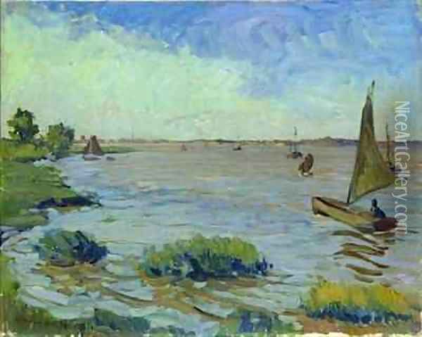 Windy Day on the Elbe Oil Painting - Richard Dreher