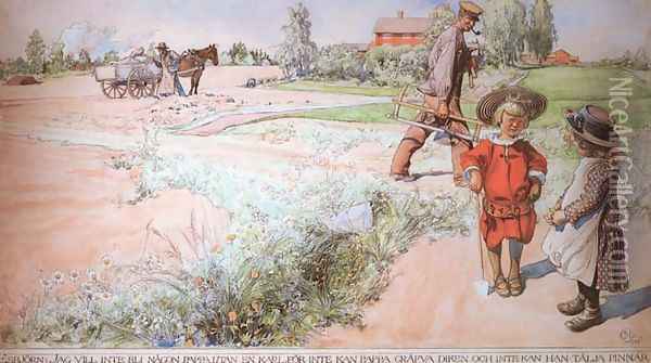 Esbjorn And The Farmer's Girl Oil Painting - Carl Larsson