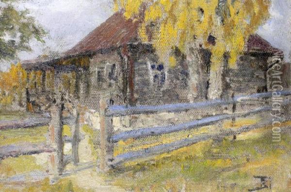 Landscape With Wooden Hut Oil Painting - Vasily Polenov