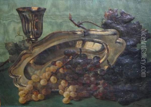 Nature Morte Aux Raisins. Oil Painting - Edward Chappel