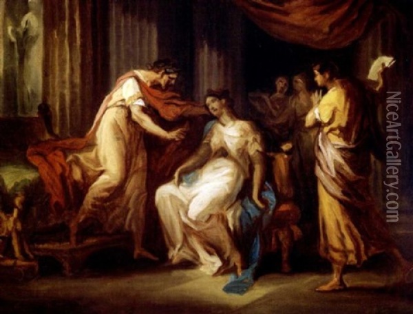 Virgil Reading The Aeneid To Augustus And Octavia Oil Painting - Antonio Zucchi