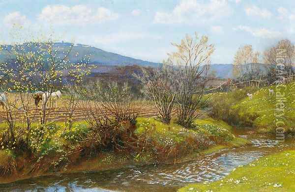 A Spring Afternoon Oil Painting - Arthur Hughes