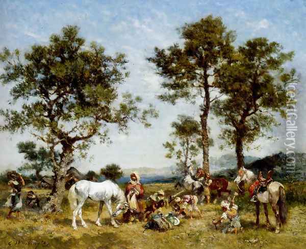Setting up camp Oil Painting - Georges Washington