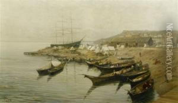 Fishing Boats On The Beach Oil Painting - John Fery