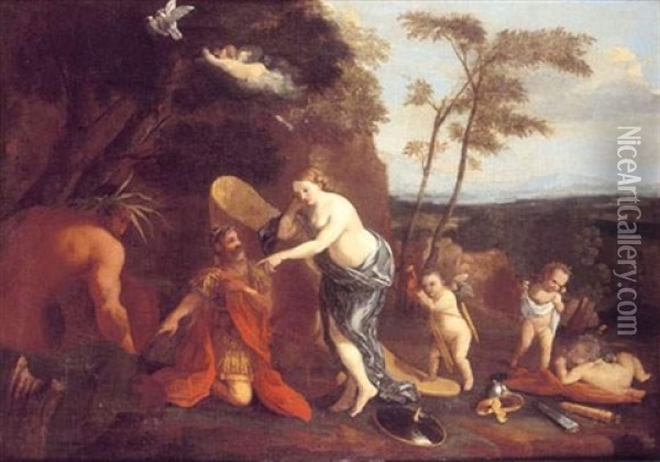 Venus Apportant Des Armes A Enee Oil Painting - Nicolas Poussin