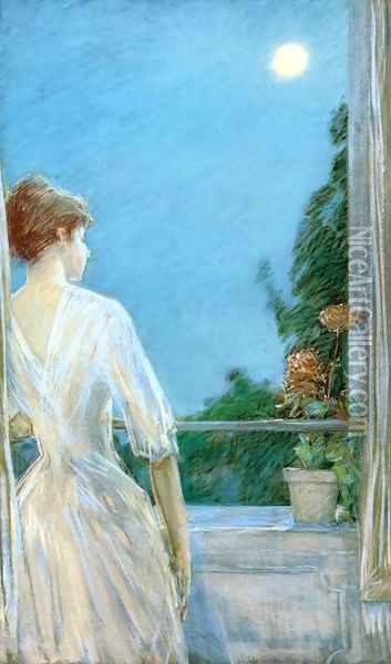 On the Balcony Oil Painting - Frederick Childe Hassam