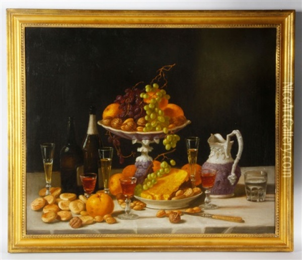 A Wine Taster's Table Oil Painting - John F. Francis