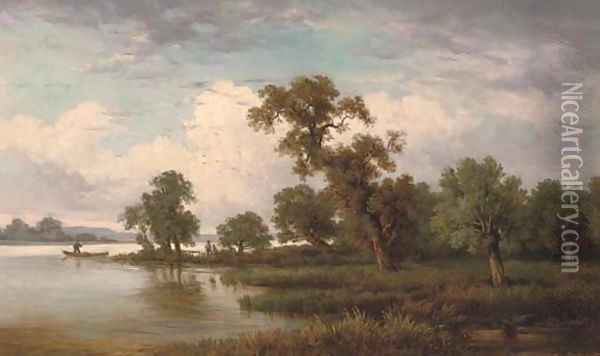On the river at dusk Oil Painting - Wilhelm Erhardt