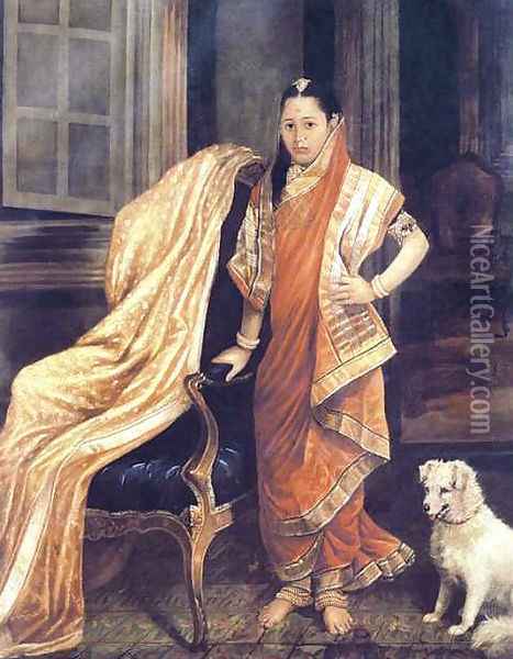 Princess Tharabai Oil Painting - Raja Ravi Varma