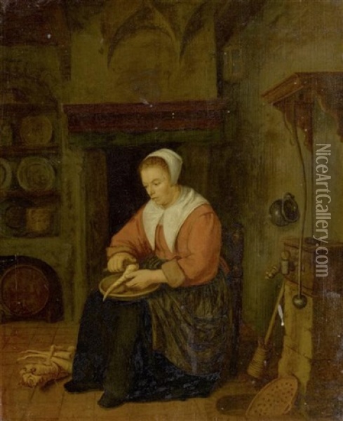Bauerin In Der Kuche Oil Painting - Abraham de Pape