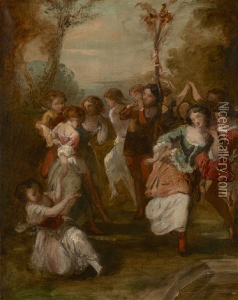 La Danse De L'arbre De Mai Oil Painting - Camille Joseph Etienne Roqueplan