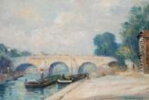 La Seine A Paris, Le Pont Marie Oil Painting - Albert Lebourg