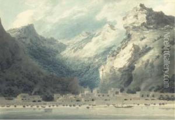Cetara, Gulf Of Salerno, Italy Oil Painting - John Robert Cozens