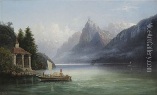 Tellskapelle Am Vierwaldstaddersee Oil Painting - Eduard Boehm