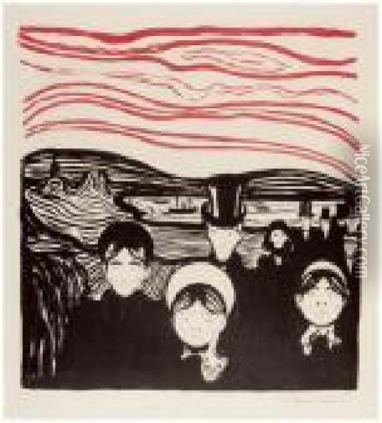 Angst - Angstgefuhl - Le Soir Oil Painting - Edvard Munch