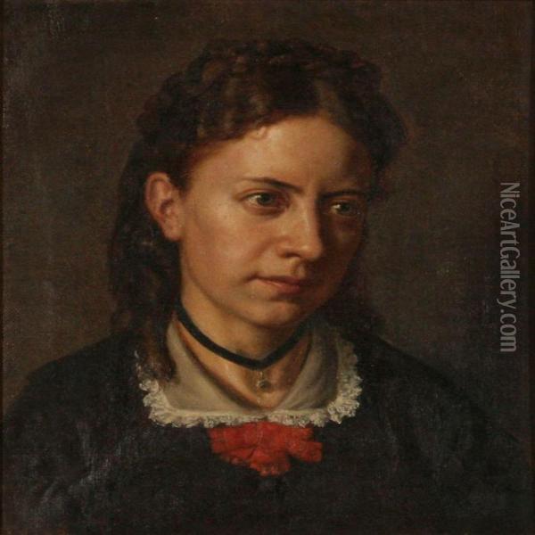 Portrait Of A Young Woman Oil Painting - Carl Christian Thomsen