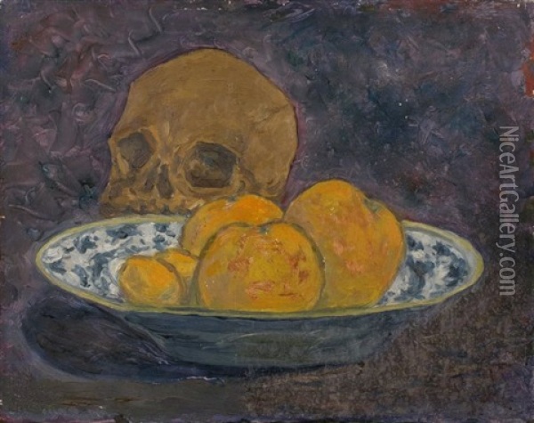 Nature Morte Aux Pommes Et Vanite Ou Sourire Posthume Oil Painting - Dr. Paul Ferdinand Gachet