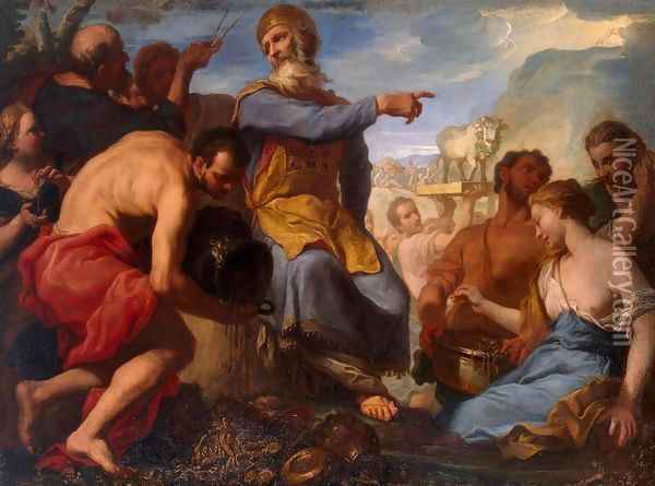 Adoration of the Golden Calf Oil Painting - Antonio Molinari
