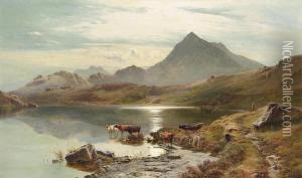 Llyn Y Cwm Flynnon, North Wales Oil Painting - Sidney Richard Percy