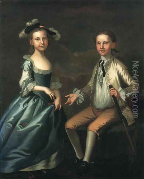 Warner Lewis II and Rebecca Lewis Oil Painting - John Wollaston