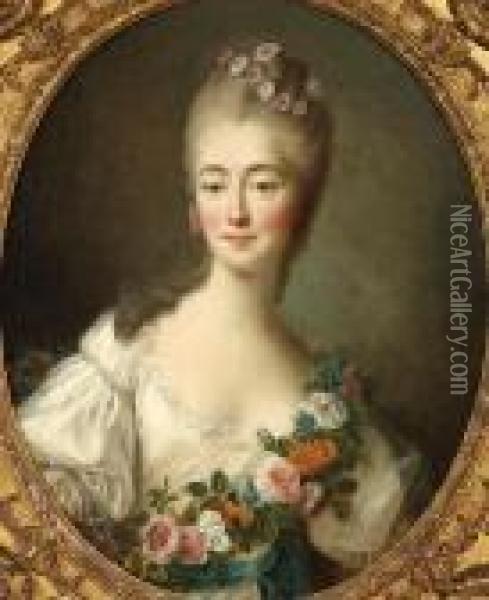 Portrait De Madame La Comtesse Du Barry En Flore Oil Painting - Francois-Hubert Drouais