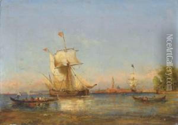 Voiliers Et Barques Dans La Lagune Venitienne Oil Painting - Paul Ch. Emmanuel Gallard-Lepinay